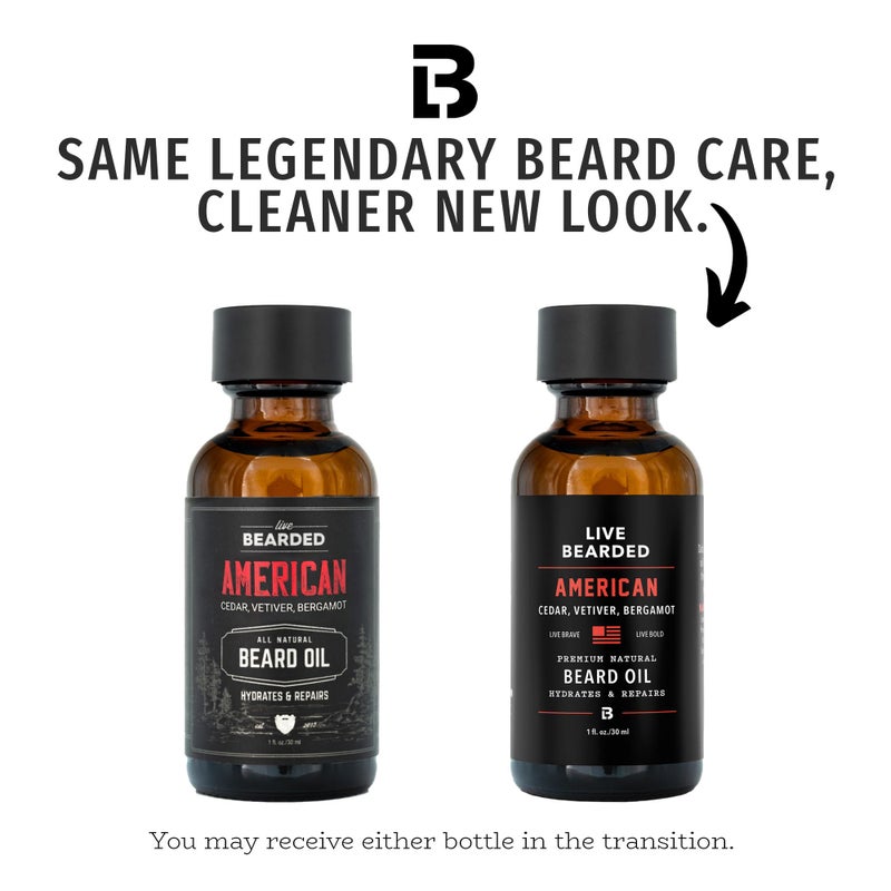 Live Bearded Beard Oil, 1 fl oz - Premium All-Natural Jojoba - Made in the USA - Hair and Skin Care for Men with Dry, Flaky Patches | American Scent - Cedar, Vetiver, Bergamot - Image 2